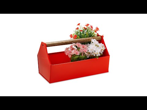 Blumenkasten mit Holzgriff Schwarz - Braun