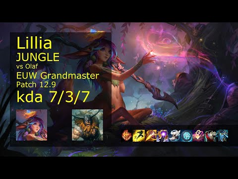 Lillia Jungle vs Olaf - EUW 7/3/7 Patch 12.9 Gameplay
