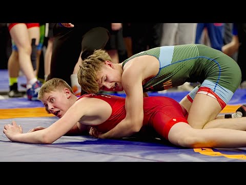 U15 Jonas Thoresen (NOR) vs Erikas Mitiulis (LTU) 68kg. Greco-roman boys wrestling tournament.