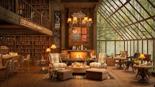 Jazz Relaxing Music & Cozy Coffee Shop Ambience | Forest vibes | Warm Jazz  to Study, Work and Relax