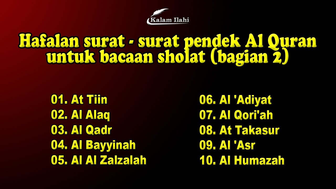 Bacaan Surah-Surah Pendek dalam al-Quran – 2
