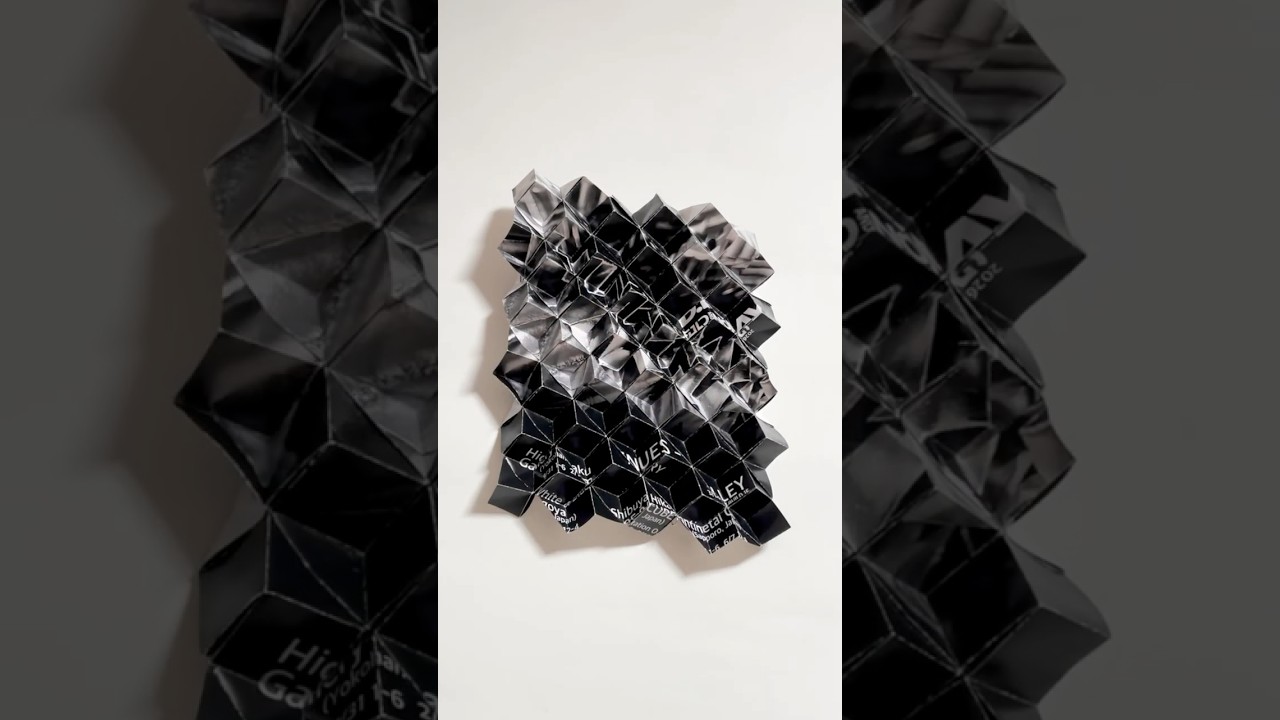 ASMR - I made origami piece from the exhibition poster. Origami; Stone Board