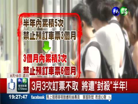 3月3次訂票不取 台鐵將停權半年