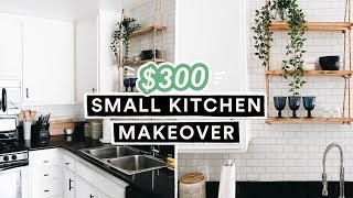 $300 DIY SMALL KITCHEN MAKEOVER & REVEAL - Renter + Budget Friendly!!