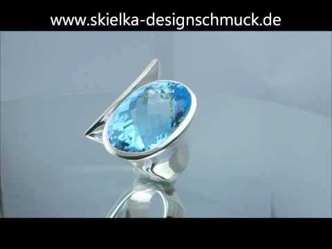 Silberring Topas Skyblue Schachbrett-Schliff 41,10 ct. (Sterlingsilber 925)