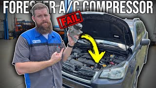 Subaru Forester Failed A/C Compressor Replaced. Easy. Cold Air Blows Once Again!