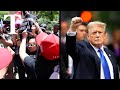 Trump fans clash with protesters during guilty verdict