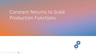 Production Functions with Constant Returns to Scale