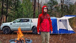 Truck Tent Camping In Heavy Rain | Cooking "Camp" Egg Rolls