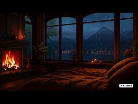 Ancient Library Room - Relaxing Thunder & Rain Sounds, Crackling Fireplace for Sleeping for Study