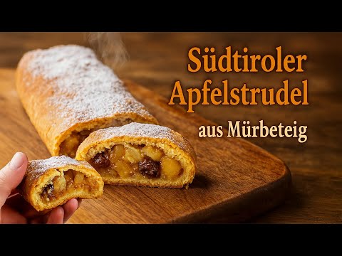 Südtiroler Apfelstrudel selber machen aus Mürbeteig