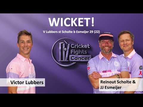 Wicket! Esmeijer and Scholte combine to get rid of Victor Lubbers (12.3 ovs) - Cricket Fights Cancer