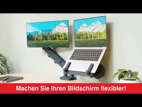 Artikelvideo 2 für LEITZ Laptop-Monitor-Halterung Ergo 65380089 dunkelgrau für 1 Monitor und 1 Laptop, Tischklemme, Artikelnummer 103749