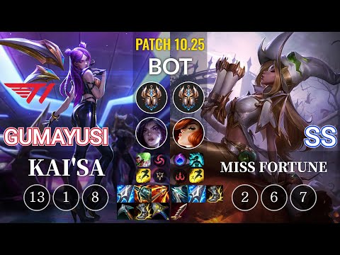 T1 Gumayusi Kai'Sa vs SS Miss Fortune Bot - KR Patch 10.25