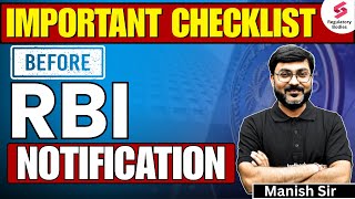 Important Checklist Before RBI Grade B 2025 Notification | RBI Exam Notification 2025 | Manish Sir