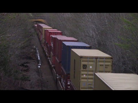 Long CN Local Train 519 Passing thru the Rock Cut at Halifax, NS at Dusk