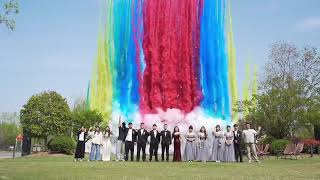 #color smoke wall # #wedding scene #marrying the beloved girl is like winning a battle