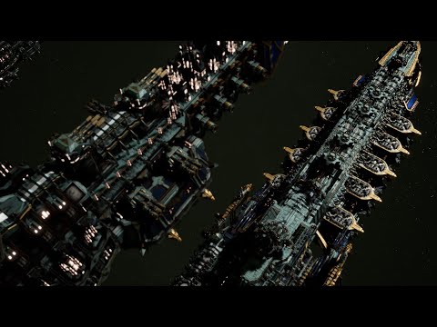 Imperial Navy vs Tau Merchant Fleet - Skalgrim Mod - Massive Battle - Battlefleet Gothic Armada 2