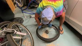 How to replace the back bike tire on your one speed Beach Cruiser Bike