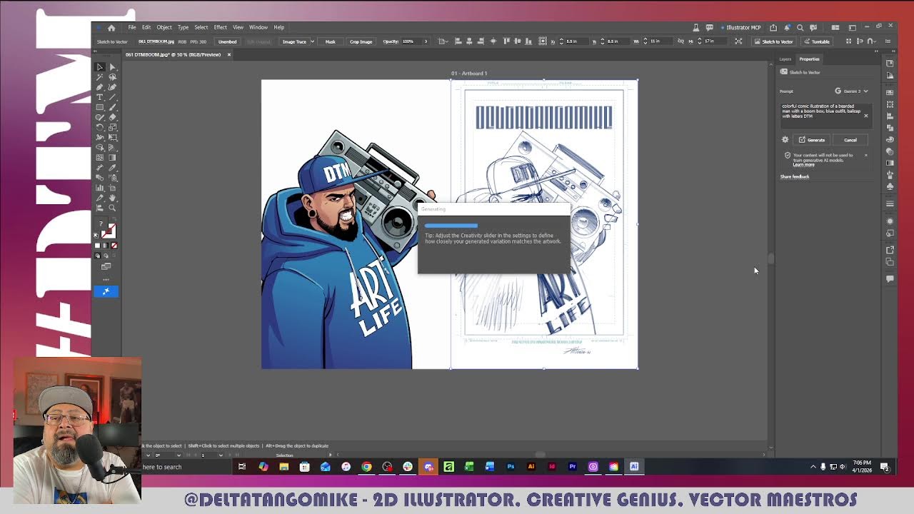 Sketch to Vector Feature in Adobe Illustrator BETA w Character Art by DTM