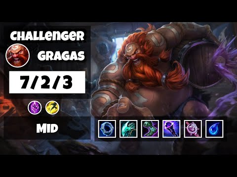 Gragas Mid 11.6 Challenger Gameplay S11 (7/2/3) - BR