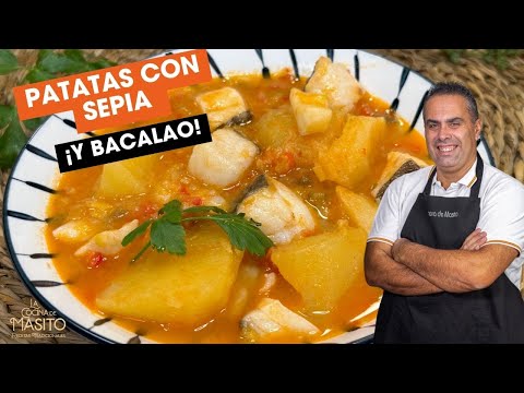 Patatas guisadas con sepia y bacalao