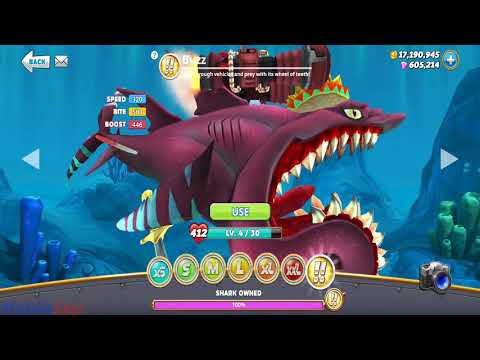 Hungry Shark World | BUZZ HELICOPRION vs COLOSSAL SQUID BOSS Battle New Event All 30 Sharks Unlocked