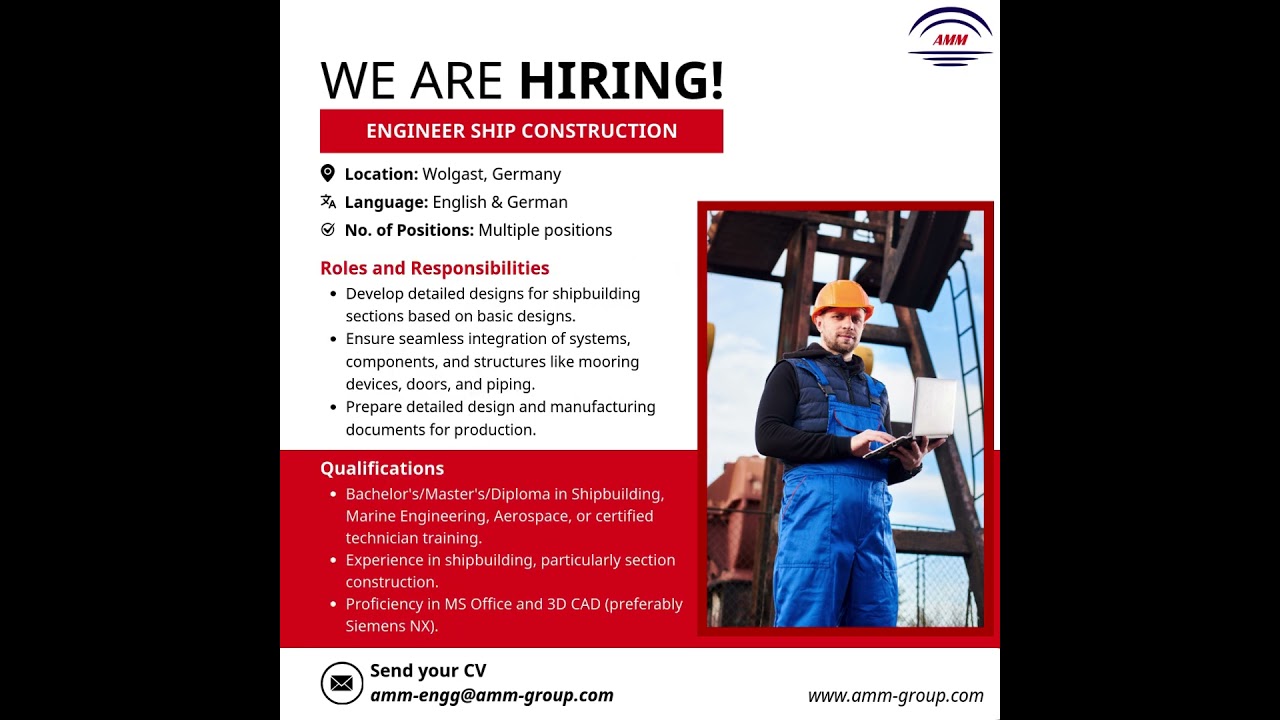 We’re #Hiring || Position: Engineer Ship Construction