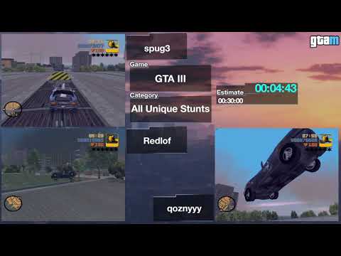 GTAMarathon 2022 - Grand Theft Auto III All Unique Stunts Final by spug3 vs. Redlof vs. qoznyyy