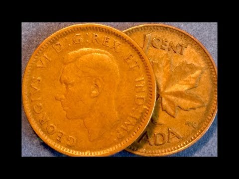 1947 Canadian 1 Cent Coins - 3 Different Varieties