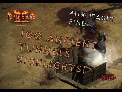 Diablo 2 Resurrected - 100 Hell Ancient Tunnels Drop Highlights!