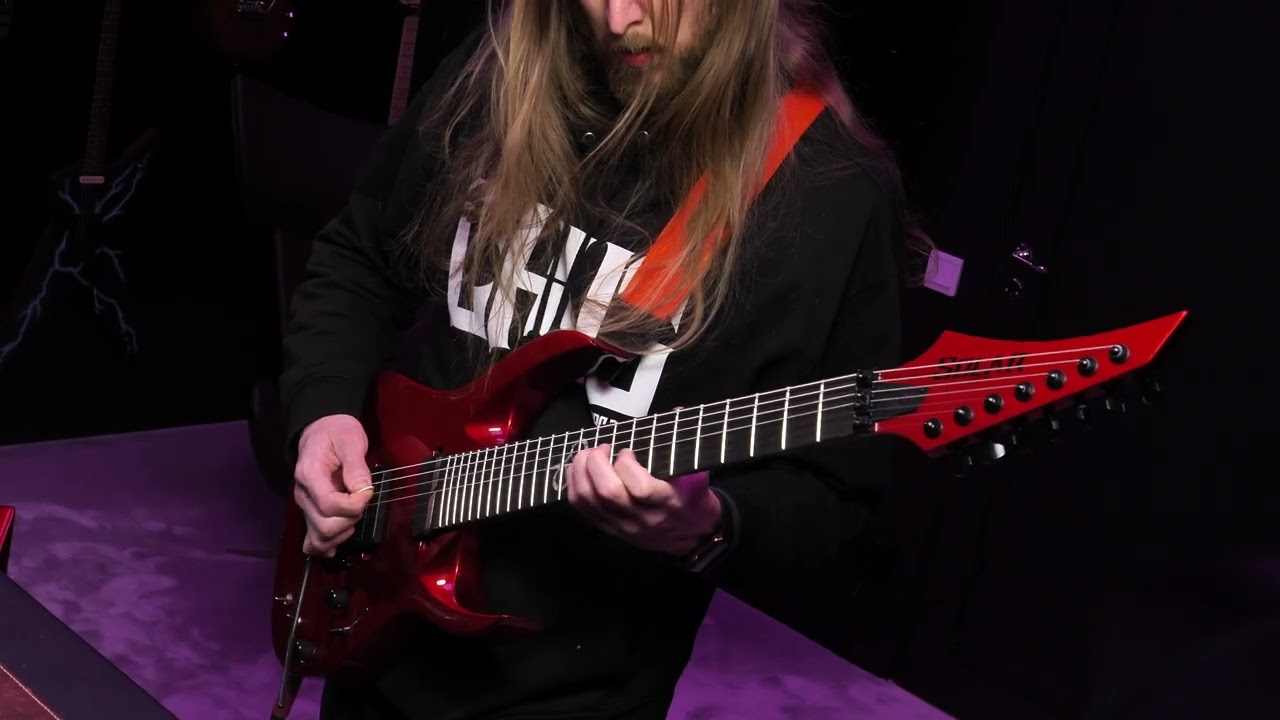 Solar A1.7FRCAR 7-String Sustainiac+ Electric Guitar - Candy Apple Red Metallic Gloss