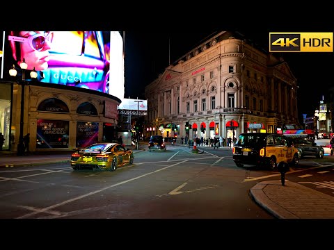 Central London Night Drive | Driving in Central London | Ambient Sounds [4K HDR]