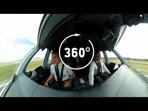360° Cockpit View Dublin to San Francisco Take-off and Landing