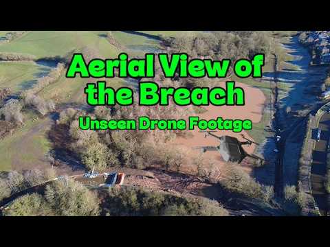 AERIAL VIEW of the BREACH and surrounding area.  Llangollen Canal Breach, Whitchurch