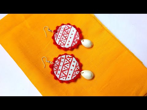 Diy - Fabric Hand-painted Earrings/ Diy Fabric Earrings/Fabric Earrings #fabricearrings #handpainted
