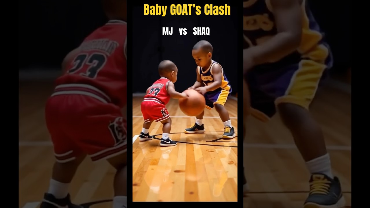 Baby Jordan vs Baby Shaq in a 1v1 NBA Showdown! | AI Reimagined Basketball Battle #shorts