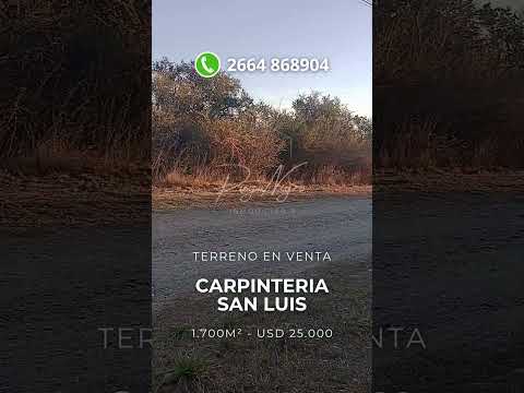 Terreno en Venta | Carpinteria, San Luis | 1.755m² USD 25.000 #carpinteriasanluis #merlosanluis