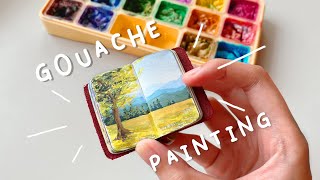 real time paint with me! 🌳 using himi miya jelly gouache 🎨 piano music