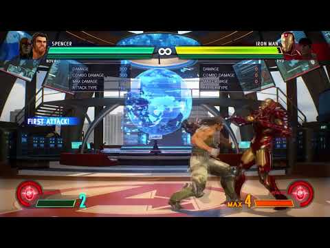 Marvel vs Capcom Infinite - Spencer solo combo (midscreen to corner) By Coach Steve
