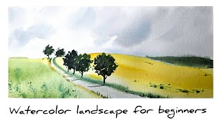 How to paint watercolor landscape step by step/ watercolor tutorial for beginners