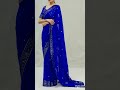 Royal Blue Embroidery Saree Designs