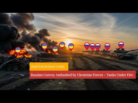 Russian Convoy Ambushed by Ukrainian Forces – Tanks Under Fire