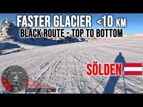 [4K] Skiing Sölden, 100 kph Glacier Black Route - Faster ⋖10 km Top to Bottom, Austria, GoPro HERO13