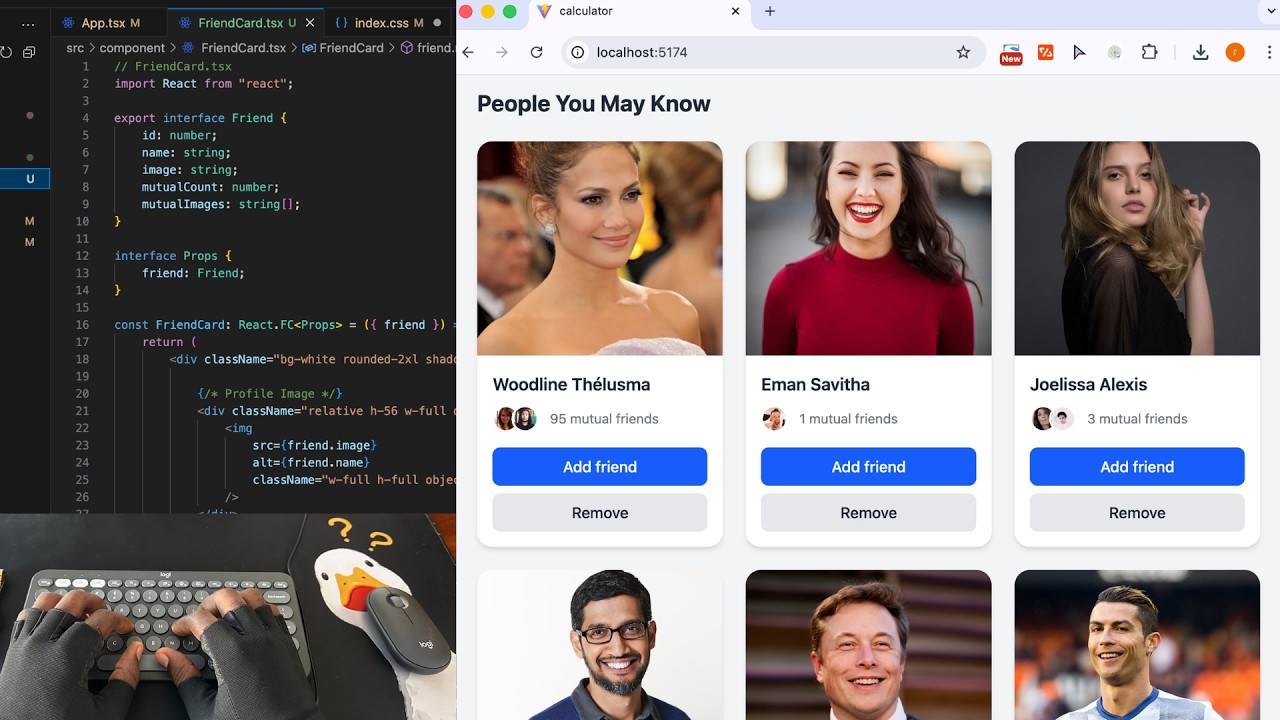 ASMR Programming - Recreating Facebook Friends UI with React + Tailwind (No Talking)