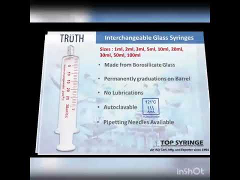 TRUTH Interchangeable Glass Syringe Metal Luer Lock Tip (CL), 30 ML, For Laboratory, 10