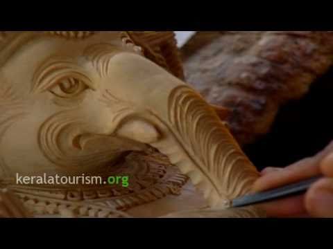 Lord Ganapathi, Whitewood sculpture, Handicraft, Kerala Souvenir, Video, India 