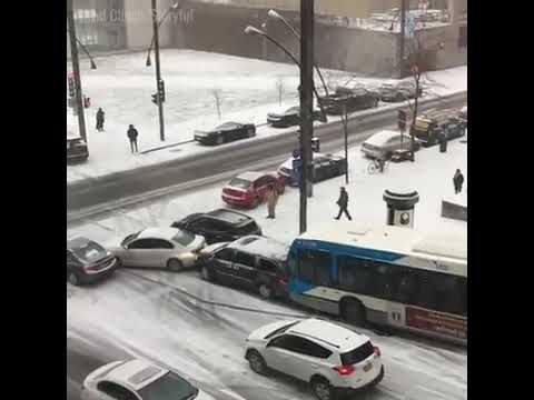 pushing the car in snow
