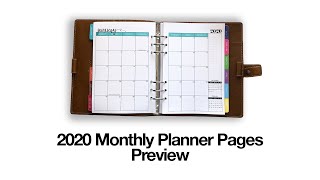 2020 Monthly Planner Printable Preview