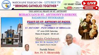 Rev. Fr. D. Sunder | FEAST OF ST. ANTHONY OF PADUA | Holy Mass English : 08:00 am | 13-6-26